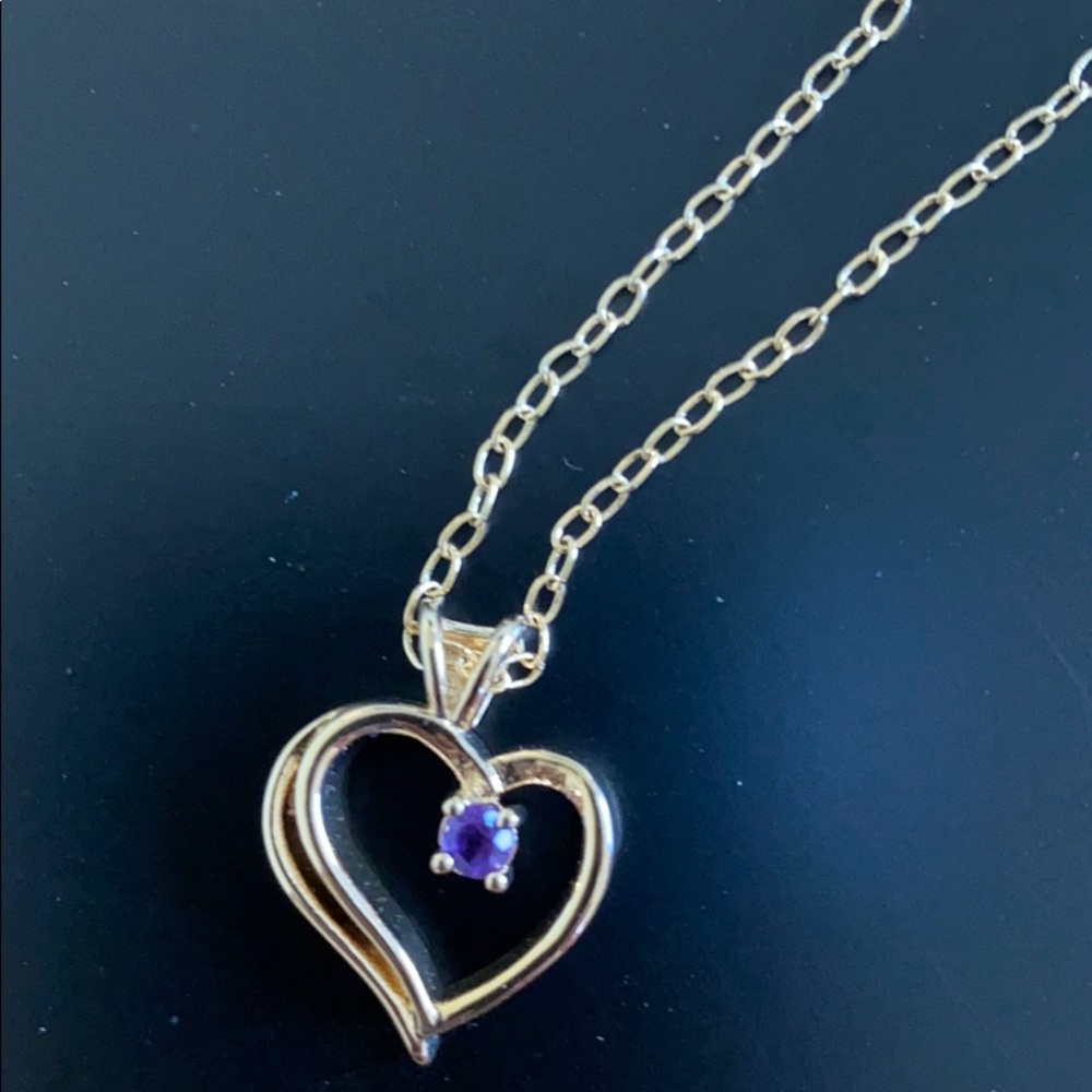 NWT Genuine Amethyst Gold Heart Necklace